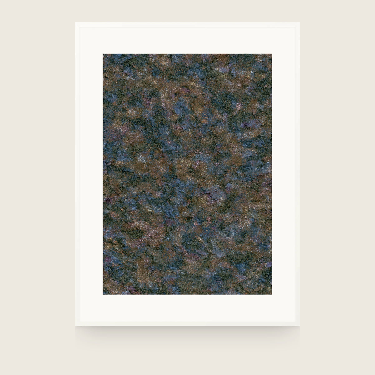 Patina XII — Silt. Very fine dense flecking in dark brown and blue-green. Shown framed. Frames and mounts are not included.