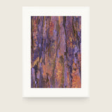 Patina III — Ridge. Vertical ridged columns in violet, orange and gold, running the full height. Shown framed. Frames and mounts are not included.