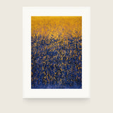 Impressions XIII — Spark. A gold upper area over deep blue, with gold flecks rising into the blue and thinning as they go. Shown framed. Frames and mounts are not included.