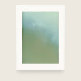 Ceramics XIV — Pool. Soft gradient from olive green at the base to pale blue-grey at the top, with fine pitting across the lower part. Shown framed. Frames and mounts are not included.