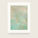 Botanics IX — Grain. A fine even texture of mint and apricot flecks, turning greener and denser at the bottom. Shown framed. Frames and mounts are not included.