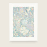 Forestry IX — Mound. Tiny pale blue and lilac fragments, with a large soft rounded form at the centre and cream masses beneath. Shown framed. Frames and mounts are not included.