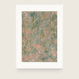 Impressions X — Weave. Abstract in grey-green with dense salmon and cream flecking in short vertical marks. Shown framed. Frames and mounts are not included.