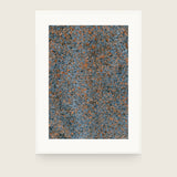 Impressions XI — Gravel. Small blue-grey flakes with orange and rust scattered evenly throughout. Shown framed. Frames and mounts are not included.