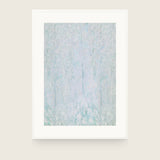Glacier V — Veil. Almost white field of fine vertical flecks in mint, grey and faint lilac, a little denser in two columns either side of the centre. Shown framed. Frames and mounts are not included.