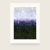 Partitions IV — Lavender. Speckle that runs from pale lilac and white at the top through violet and blue to dark olive at the bottom. Shown framed. Frames and mounts are not included.
