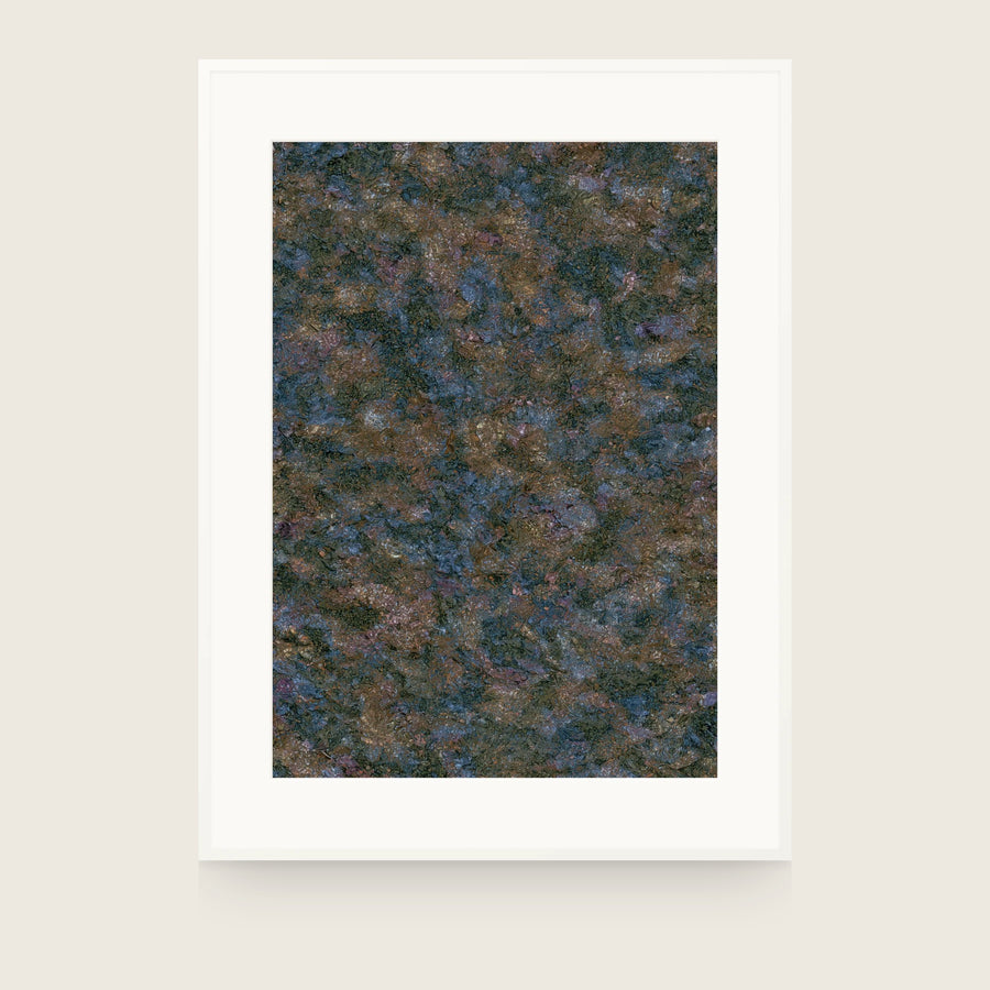 Patina XII — Silt. Very fine dense flecking in dark brown and blue-green. Shown framed. Frames and mounts are not included.