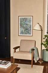 Botanics III — Speckle. Very pale abstract with fine red, blue and pink speckle over a near-white and pale green ground. Hung on a wall in a room. Shown framed. Frames and mounts are not included.