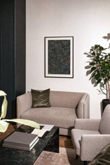 Patina XII — Silt. Very fine dense flecking in dark brown and blue-green. Hung on a wall in a room. Shown framed. Frames and mounts are not included.