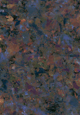 Patina XV — Rust. Thick overlapping patches of rust, slate blue, plum and dark olive with a few pale flecks, spread evenly across the sheet. The unframed sheet.