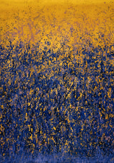Impressions XIII — Spark. A gold upper area over deep blue, with gold flecks rising into the blue and thinning as they go. The unframed sheet.