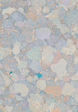 Forestry VIII — Pebble. Rounded overlapping shapes in pale blue, cream and sand, with a single bright teal fleck near the centre. The unframed sheet.