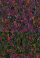 Partitions VI — Tangle. Dense angular shards of magenta, violet, olive and dark green, with two straight horizontal breaks across the lower half. The unframed sheet.
