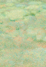 Forestry IV — Lichen. Abstract field of small green and mint dots with peach warming through and darker green near the top. The unframed sheet.
