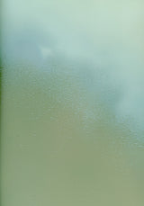 Ceramics XIV — Pool. Soft gradient from olive green at the base to pale blue-grey at the top, with fine pitting across the lower part. The unframed sheet.