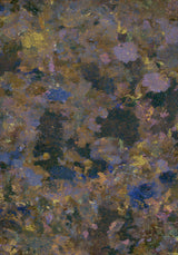 Patina VII — Olive. Mottled olive and blue-grey with gold flecks and pale rounded shapes. The unframed sheet.