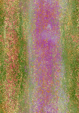 Impressions XII — Run. A magenta vertical band through the centre, flanked by olive green and coral, all finely flecked. The unframed sheet.