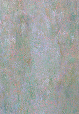 Botanics IV — Dust. Muted abstract of fine green, lilac and grey dots with small coral flecks throughout. The unframed sheet.