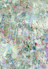 Botanics III — Speckle. Very pale abstract with fine red, blue and pink speckle over a near-white and pale green ground. The unframed sheet.