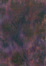 Forestry VI — Bramble. Dark abstract in plum and deep green with vertical striations and a fanned arc at the lower left. The unframed sheet.