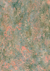 Impressions X — Weave. Abstract in grey-green with dense salmon and cream flecking in short vertical marks. The unframed sheet.
