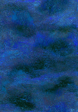 Glacier II — Cobalt. Dense field of small marks in cobalt and royal blue, with darker patches scattered across it. The unframed sheet.