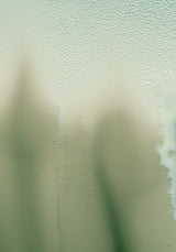 Ceramics XII — Blur. Pale mint sheet, grainy at the top, with soft blurred olive shapes rising from the lower edge. The unframed sheet.
