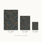 Patina XII — Silt. Very fine dense flecking in dark brown and blue-green. Three sizes shown side by side to relative scale, unframed.