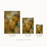 Patina XIV — Gilt. Small gold and olive facets, lighter at the upper left and darker towards the edges. Three sizes shown side by side to relative scale, unframed.