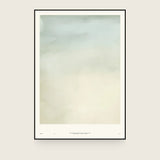 Ceramics X — Fade. Very pale sheet, soft grey-green at the top dissolving gradually into cream at the bottom. The annotated sheet, which carries the piece's name and the words about it printed along the foot. Shown framed. Frames and mounts are not included.