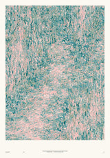 Impressions II — Shoal. Field of pink and teal vertical streaks with a paler pink diagonal drift through the centre. The unframed annotated sheet, with the printed footer along the bottom edge.