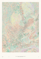Forestry II — Haze. Pale abstract flecking in mint, apricot and cream, with a brighter yellow patch above centre. The unframed annotated sheet, with the printed footer along the bottom edge.