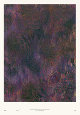 Forestry VI — Bramble. Dark abstract in plum and deep green with vertical striations and a fanned arc at the lower left. The unframed annotated sheet, with the printed footer along the bottom edge.