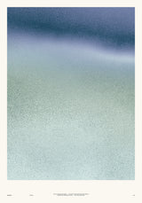Ceramics V — Sediment. Navy at the top dissolving into pale grey-green speckle, thinning from a dense mesh into separate flecks towards the bottom. The unframed annotated sheet, with the printed footer along the bottom edge.