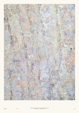 Forestry III — Column. Near-white abstract flecking arranged in vertical columns, with scattered orange and blue marks. The unframed annotated sheet, with the printed footer along the bottom edge.