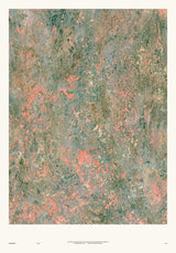 Impressions X — Weave. Abstract in grey-green with dense salmon and cream flecking in short vertical marks. The unframed annotated sheet, with the printed footer along the bottom edge.
