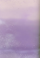 Ceramics XI — Fleck. Blush pink upper band over a lilac field, with white flecks gathered along the bottom edge and the lower left. The unframed sheet.