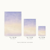 Ceramics III — Field. Pale field running from lilac at the top to cream at the bottom, with no defined edges. Three sizes shown side by side to relative scale, unframed.